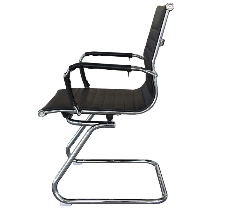 Visitors Office Chair, Waiting Room & Reception PU Chair - Black-GCC Home Center