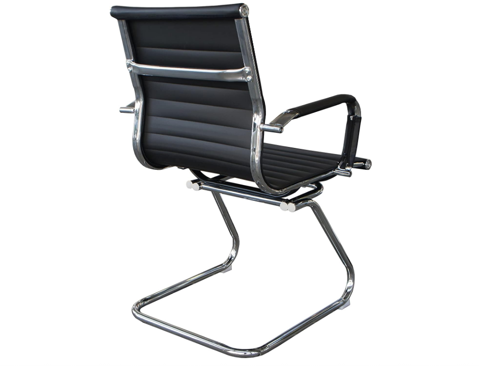 Visitors Office Chair, Waiting Room & Reception PU Chair - Black-GCC Home Center