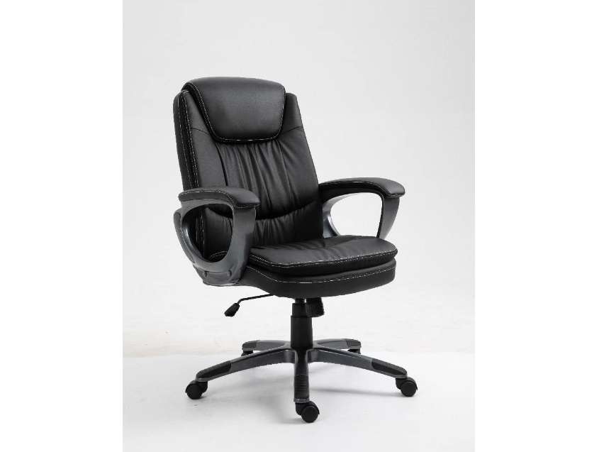 Executive PU High-Back Ergonomic Office Chair with Height Adjustable Seat - Black-GCC Home Center