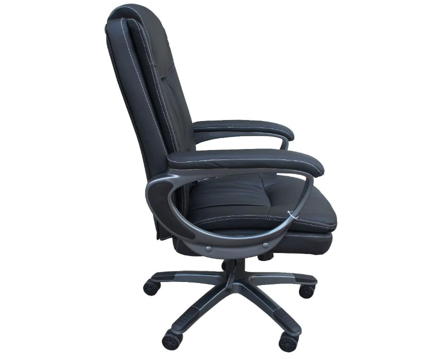 Executive PU High-Back Ergonomic Office Chair with Height Adjustable Seat - Black-GCC Home Center