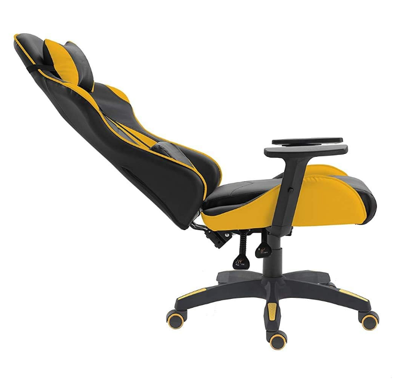 Gaming Chair Swivel Tilt Tension Adjustable PU Leather High Back Chair - Yellow-GCC Home Center