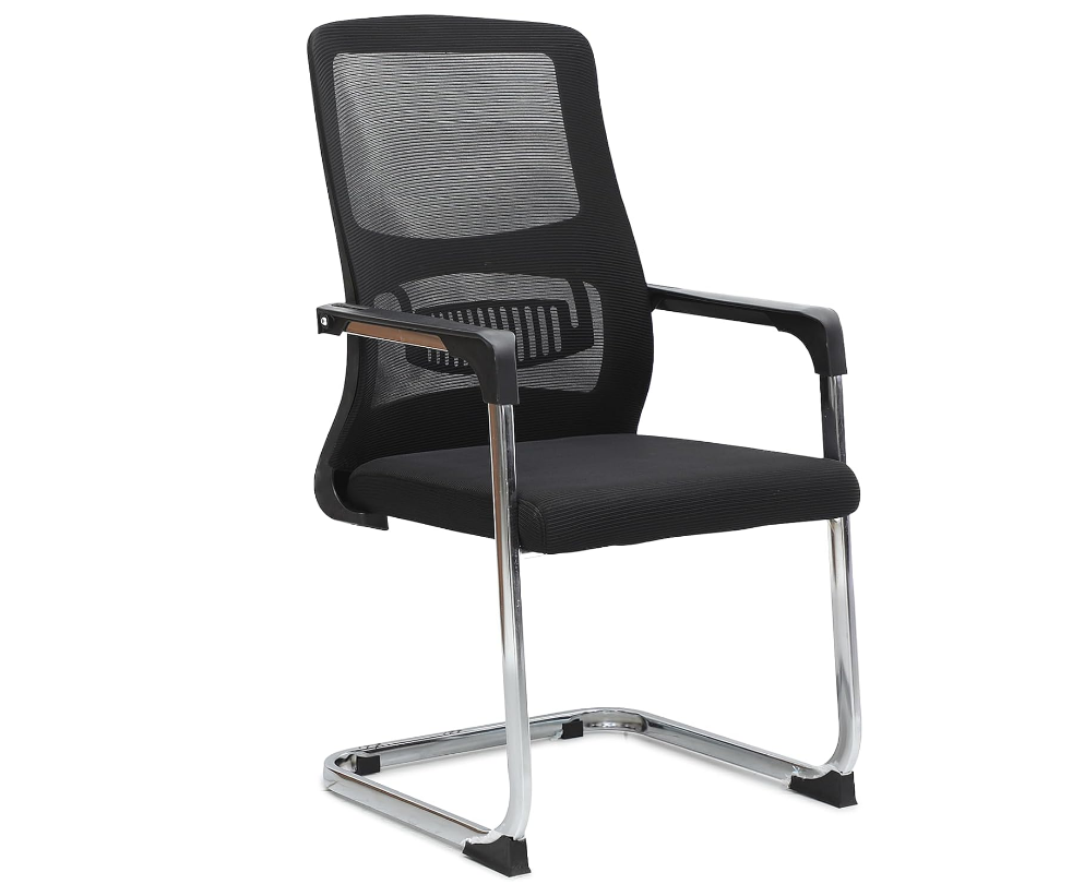 Executive Mesh Visitor Chair for Office, With Steel Frame & Modern Design - Black-GCC Home Center