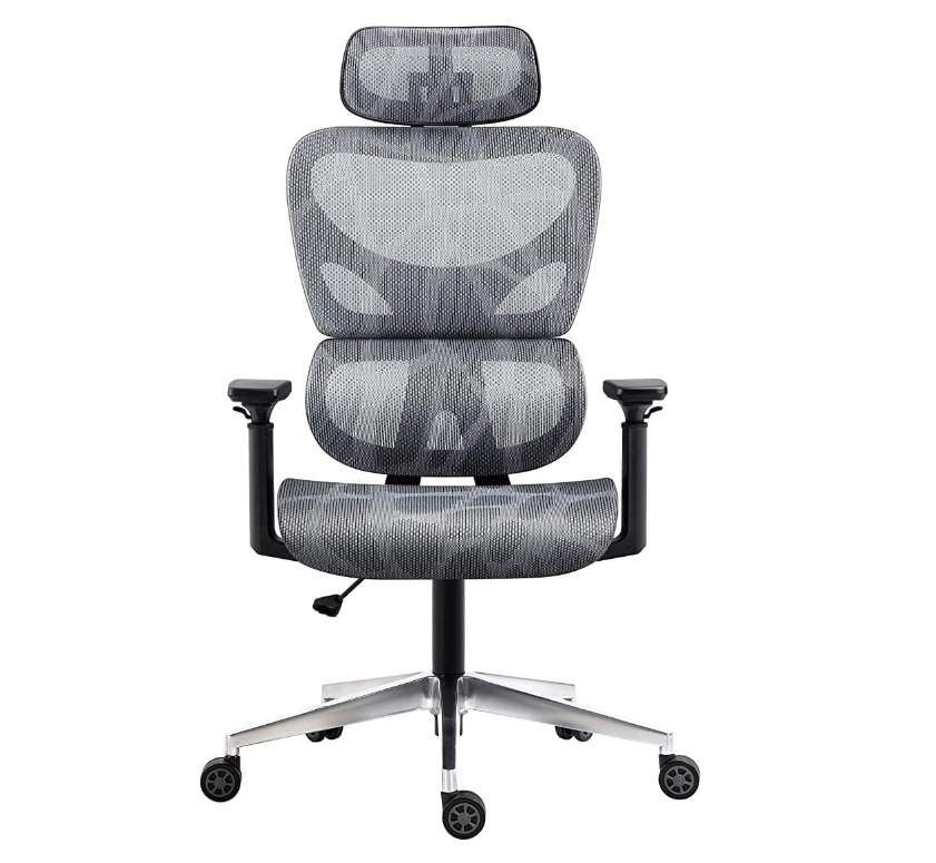 High Back Thick Cushion Computer Chair with Headrest and 3D Armrests, Adjustable Height Home Gaming Chair (Grey),-GCC Home Center