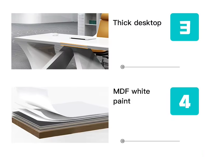 High-End Executive Office Desk with Filing Cabinet, Walnut Finish, Modern CEO Workstation-GCC Home Center