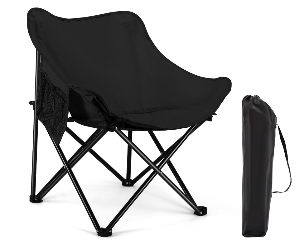 Folding Moon Chair, Portable Lightweight Camping Chair with Side Pocket, Foldable Backpacking Chair-GCC Home Center