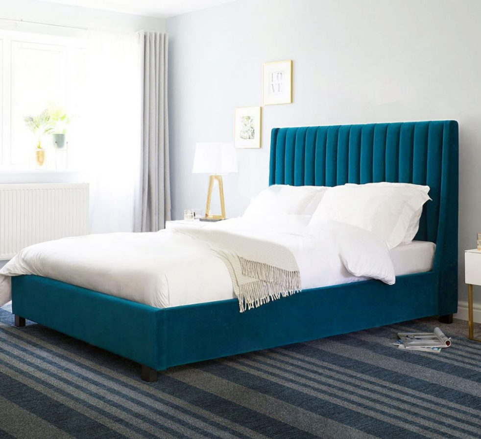 Arabell Wingback Velvet Bed-GCC Home Center