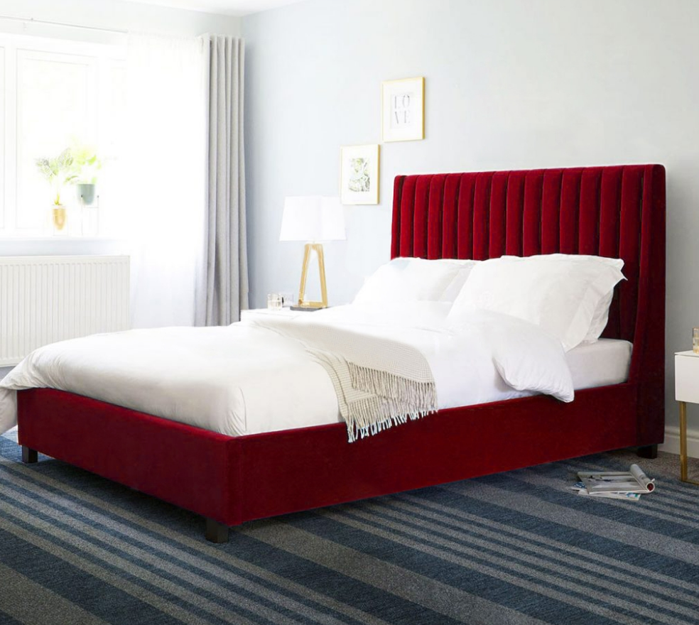 Arabell Wingback Velvet Bed-GCC Home Center