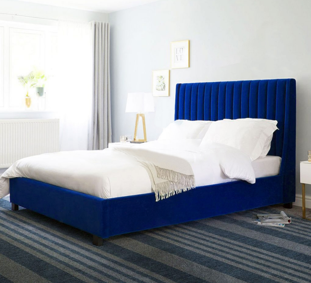 Arabell Wingback Velvet Bed-GCC Home Center