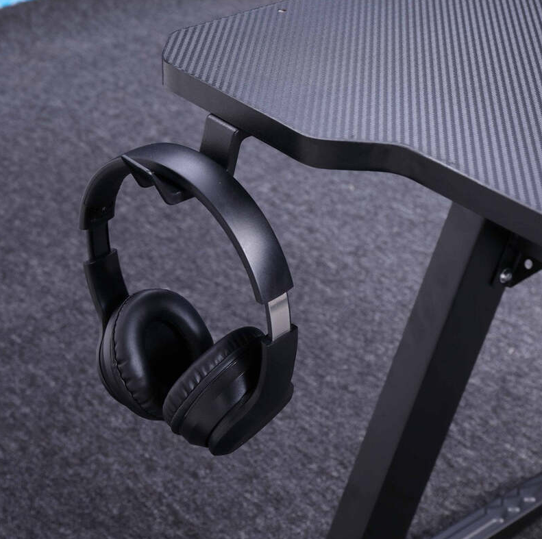 Gaming Desk Embeded Carbon Fiber RGB D-Shaped Black-120cm-GCC Home Center