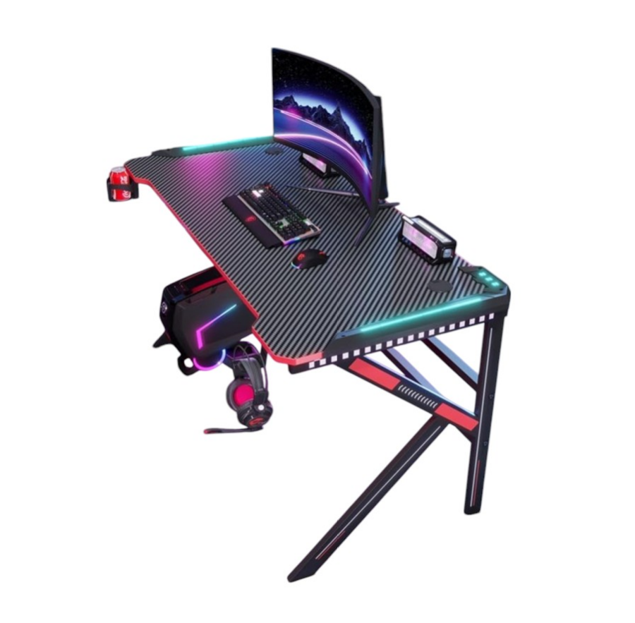 Gaming Desk K-Shaped With RGB Lights - Black 120CM-GCC Home Center