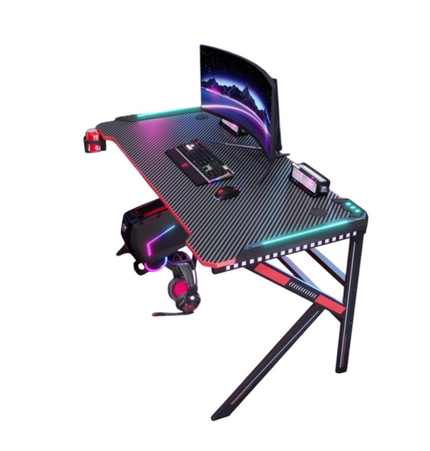 Gaming Desk K-Shaped With RGB Lights - Black 120CM-GCC Home Center