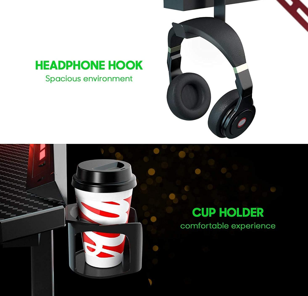 Gaming Desk K-Shaped With RGB Lights - Black 120CM-GCC Home Center