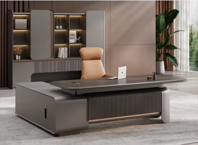 COOLBABY Boss Elegant Office Furniture Set Luxury Wooden Office Desk with Drawers for School or Hospital Use 220X180CM