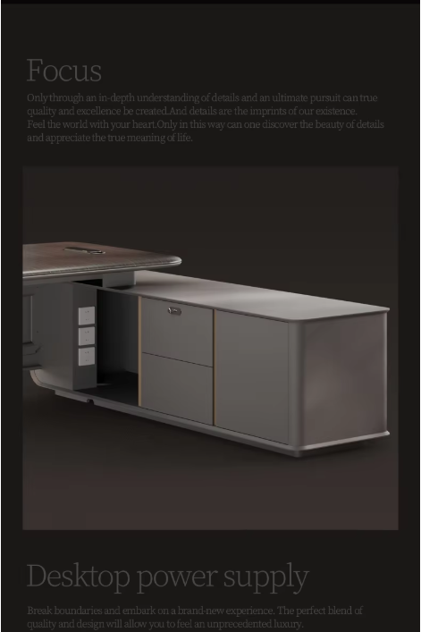 COOLBABY Boss Elegant Office Furniture Set Luxury Wooden Office Desk with Drawers for School or Hospital Use 220X180CM