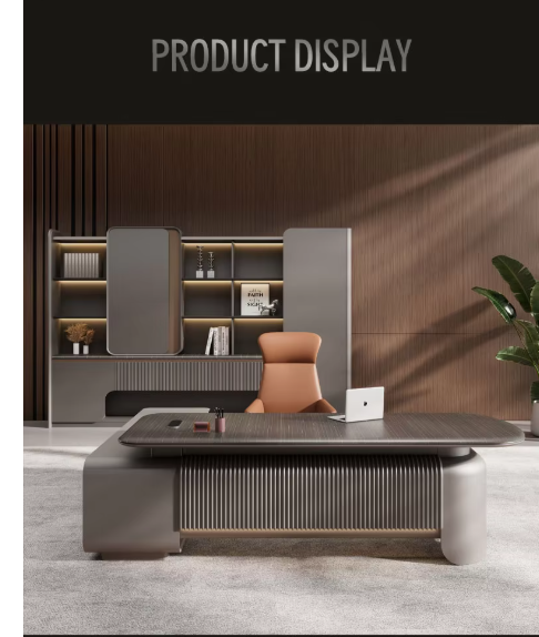 COOLBABY Boss Elegant Office Furniture Set Luxury Wooden Office Desk with Drawers for School or Hospital Use 220X180CM