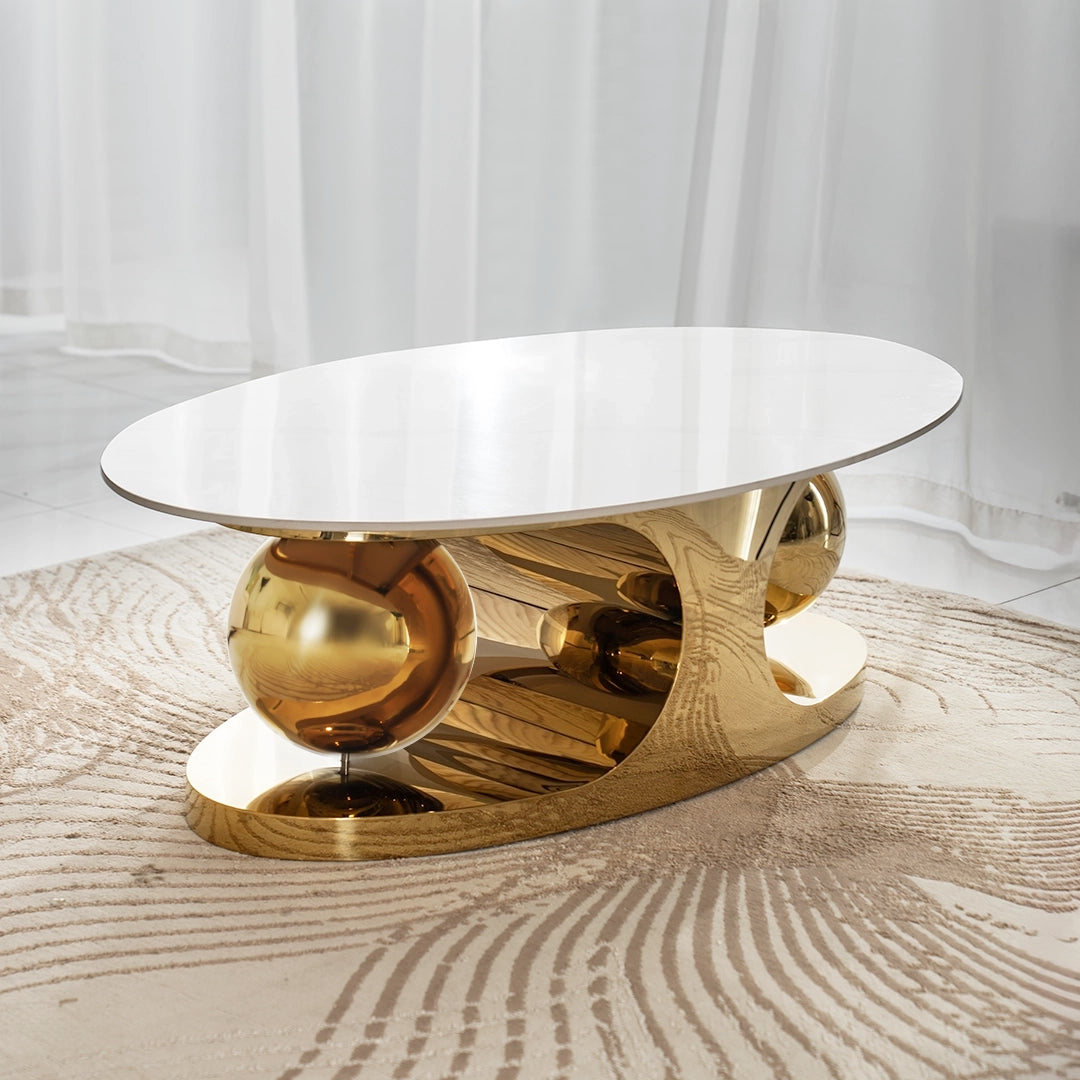 Modern Luxury Coffee Table – White & Gold