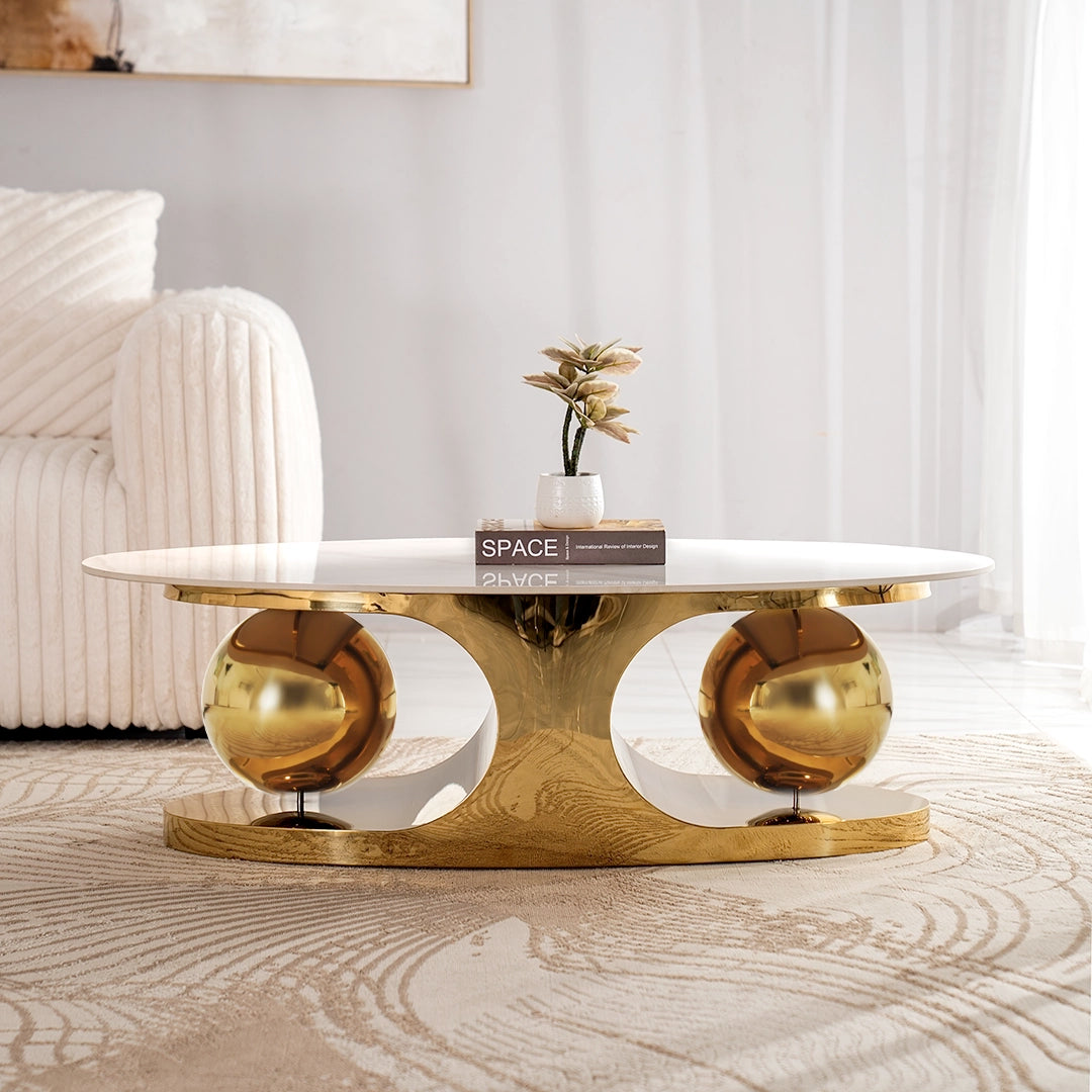 Modern Luxury Coffee Table – White & Gold