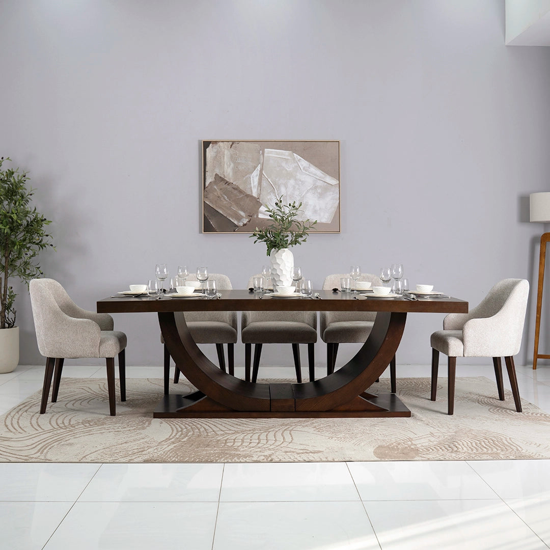 Solid Wood 8-Seater Dining Set – Brown