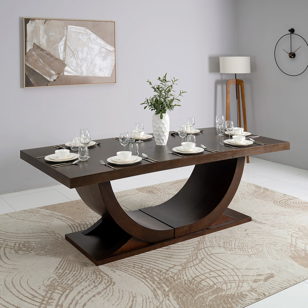 Solid Wood 8-Seater Dining Set – Brown