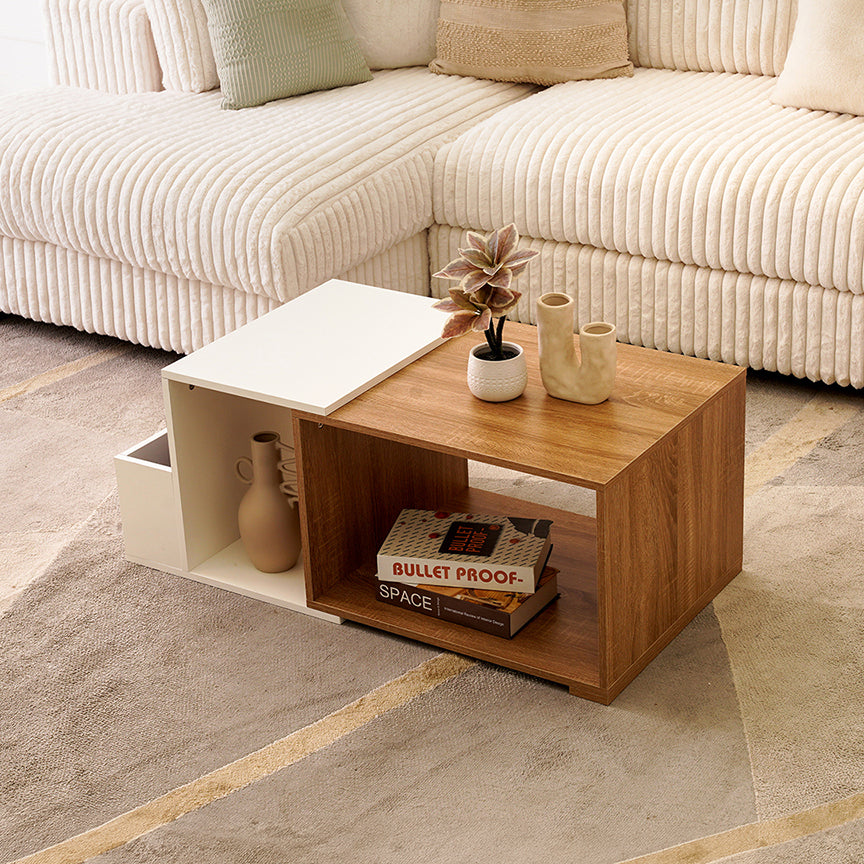 Modern Oak & White Coffee Table