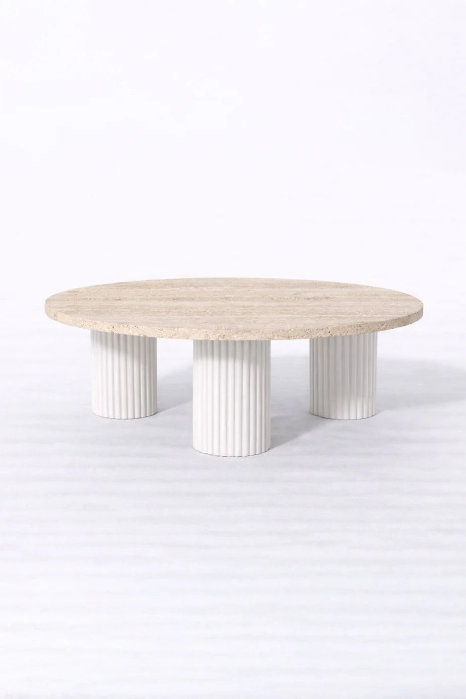 Elegant Travertine Coffee Table With Wood Base - Natural Stone
