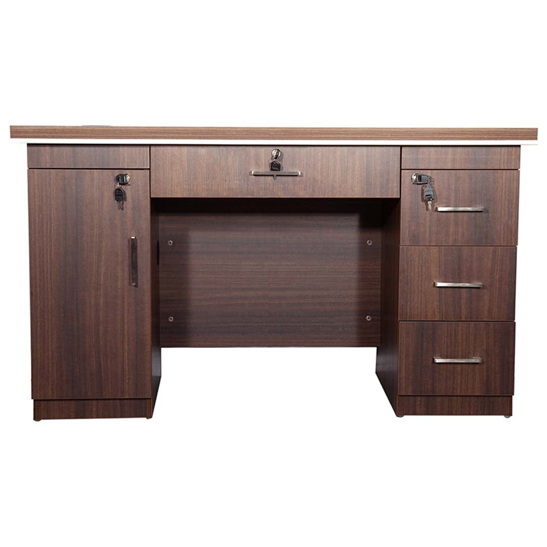 Modern Office Table with Attached Drawers, For Both Office And Home - Brown-GCC Home Center