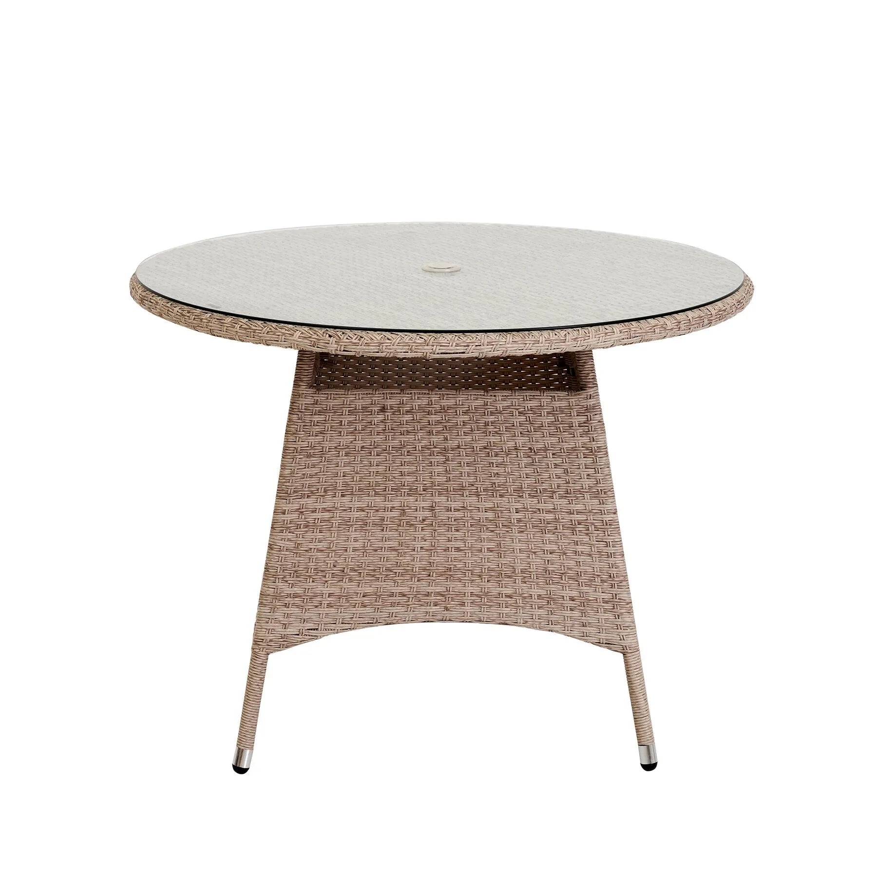 Metal & Faux Rattan 4 Seater Outdoor Dining Set – Round