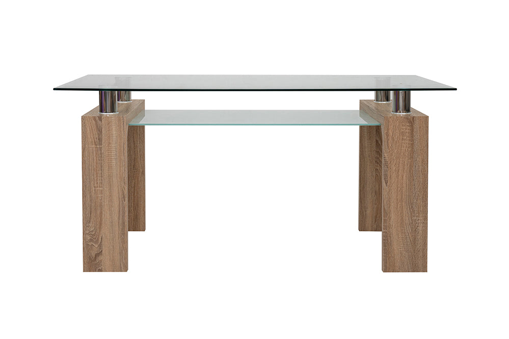 6-Seater Dining Set – Tempered Glass & Faux Leather