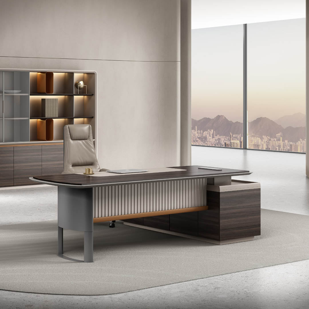 Luxury Executive Office Table With Elegant Brown Finish For Modern Office-GCC Home Center
