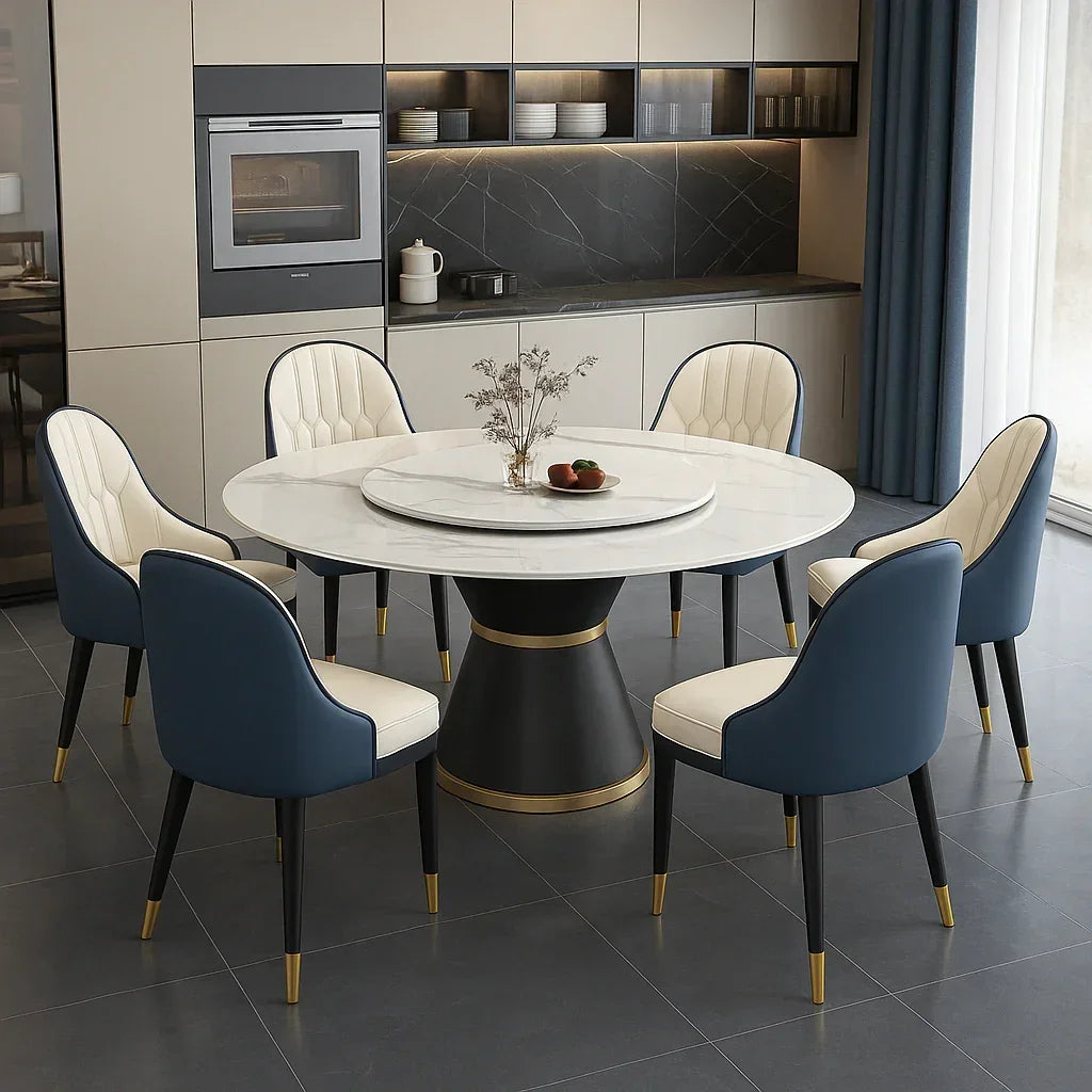 Luxury Round Modern Dining Table with Rotatable Top