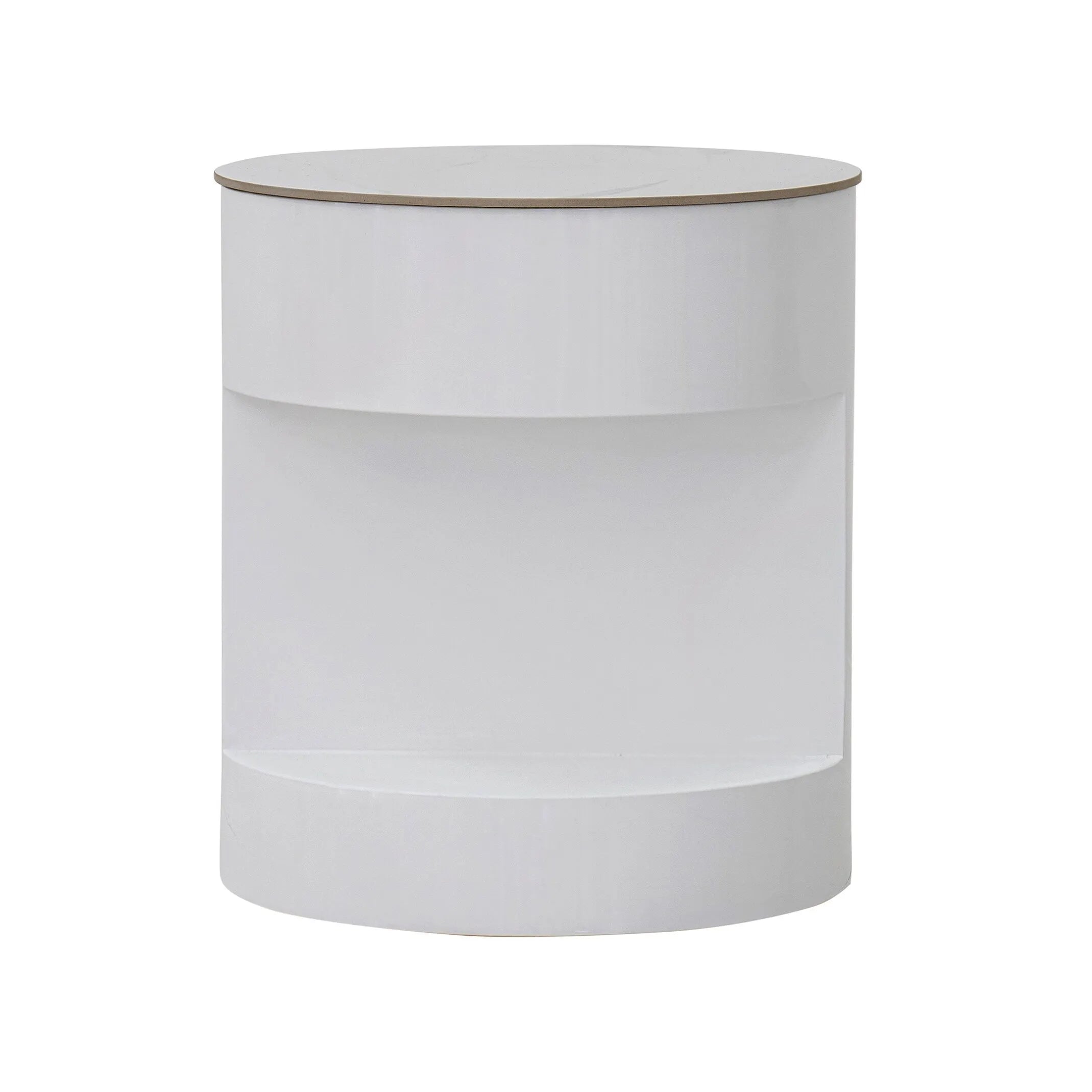 Modern Round Coffee Table Set – Champagne & White (2-Piece)