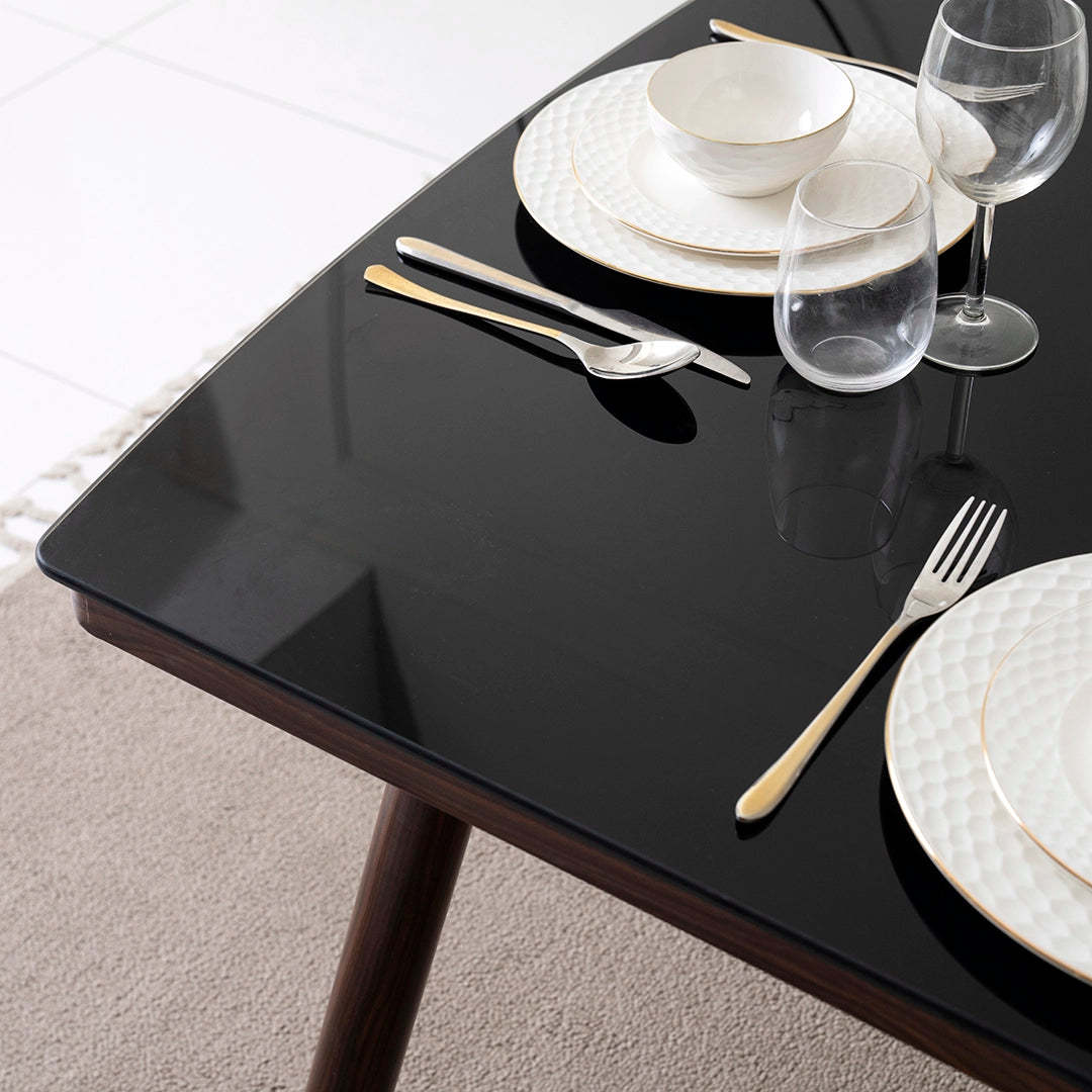 6-Seater Dining Set – Walnut & Black