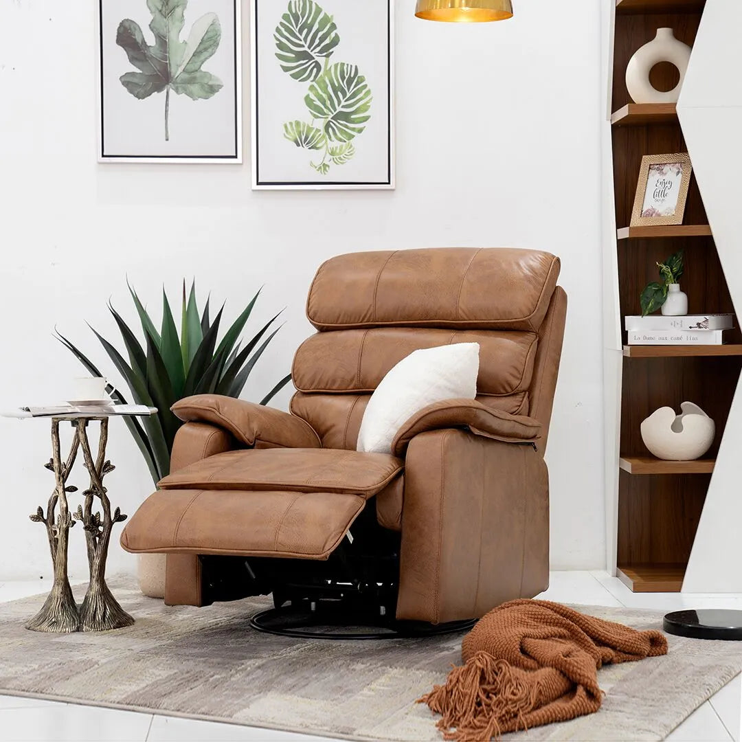 Recliner Sofa – Single Seater Fabric Recliner with Metal & Wood Frame | Soft Cushion Seating