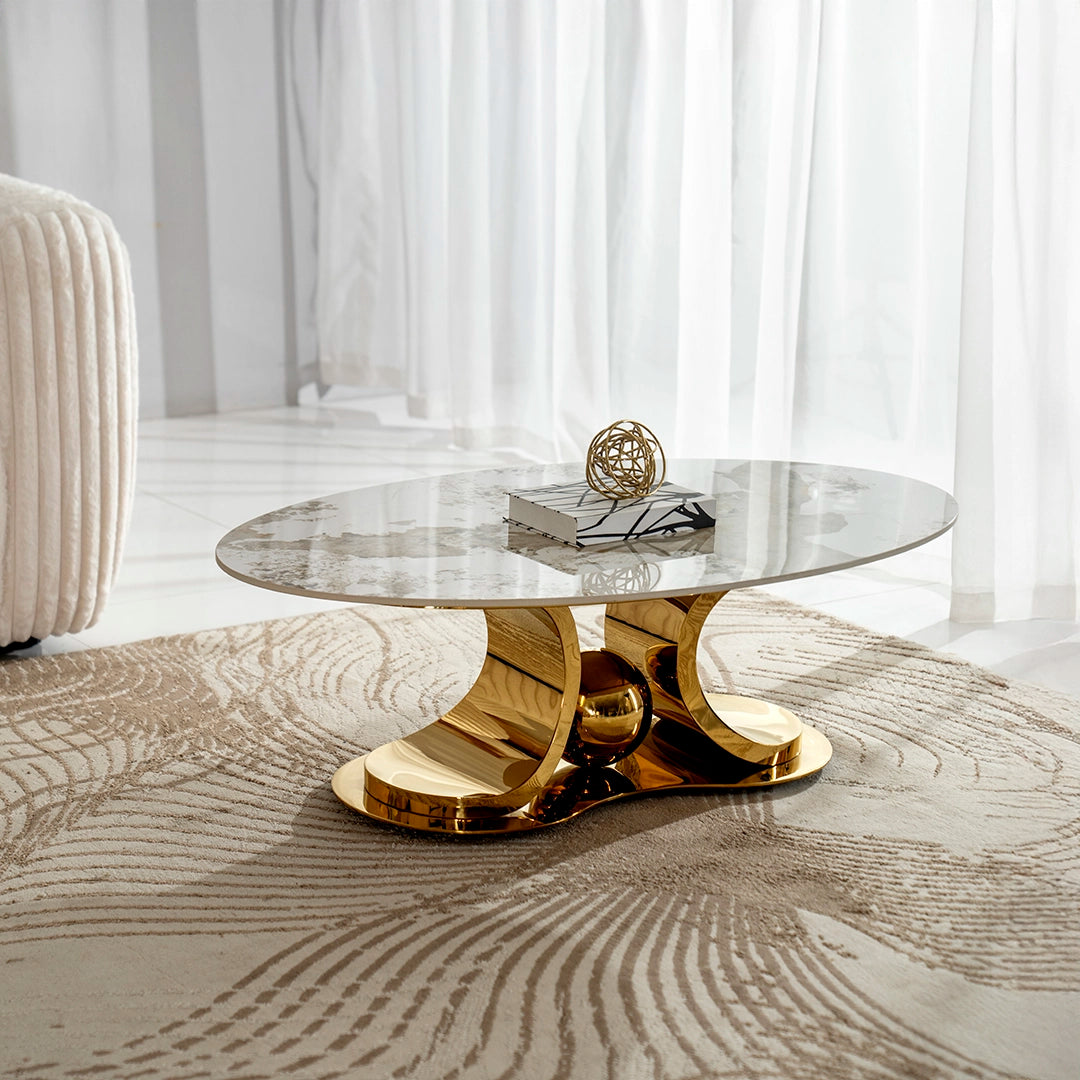 White & Gold Modern Coffee Table