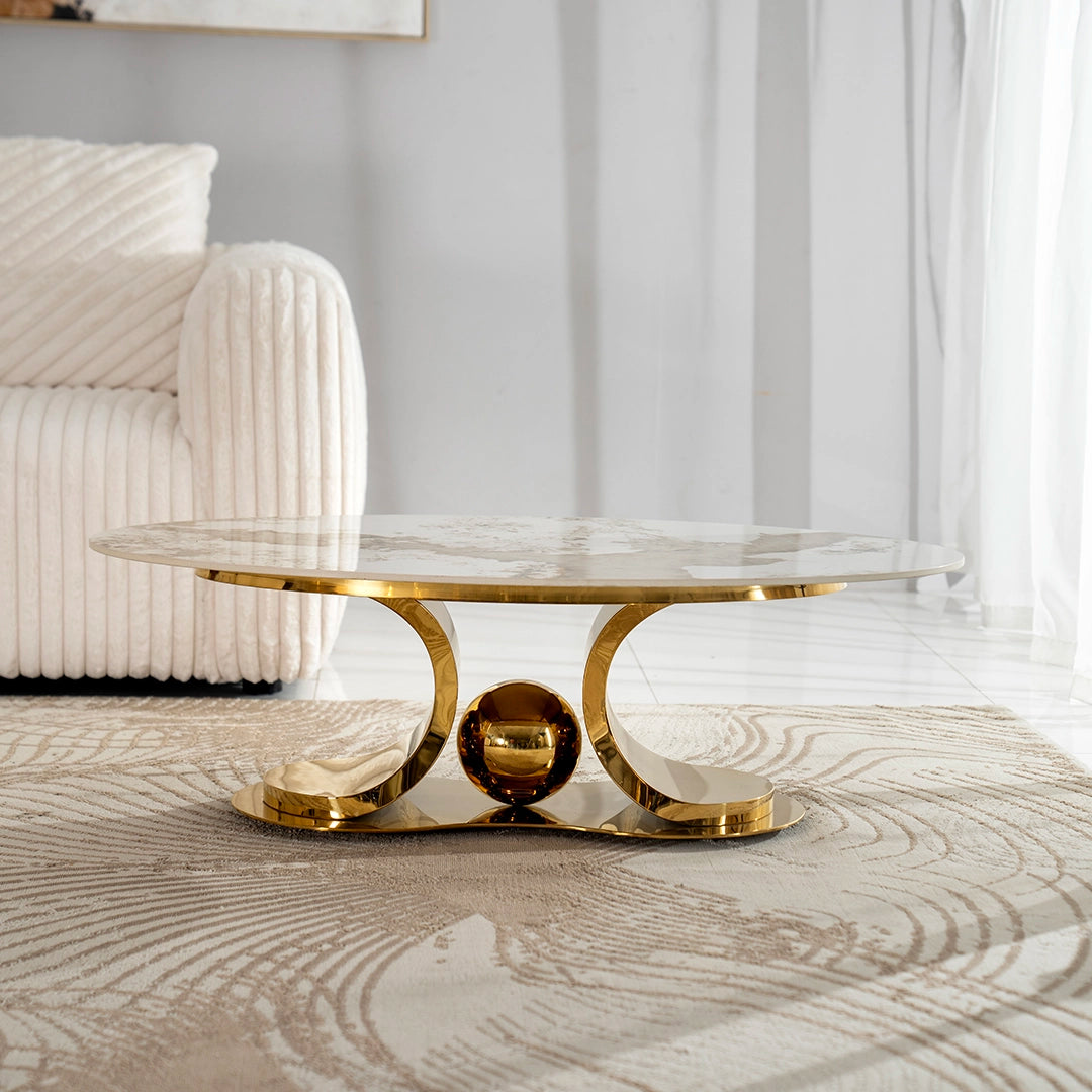 White & Gold Modern Coffee Table