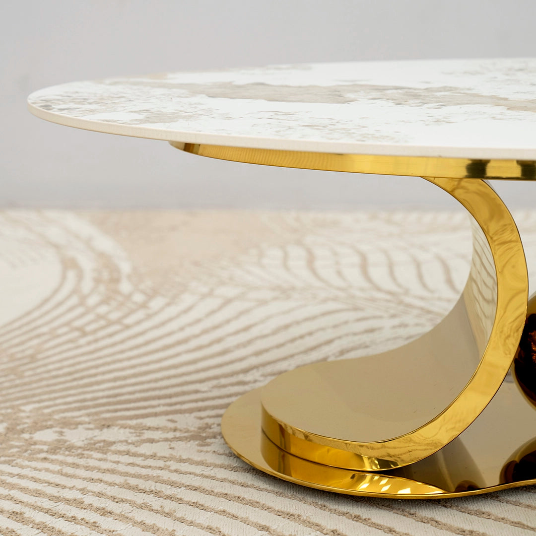 White & Gold Modern Coffee Table