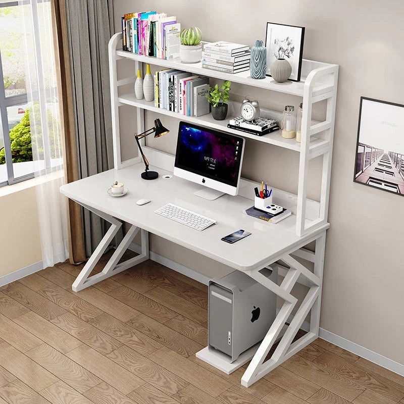 Executive Industrial Computer Desk, Gaming Desk Metal and Wood, Home or Office Desk, with Storage Shelves-GCC Home Center