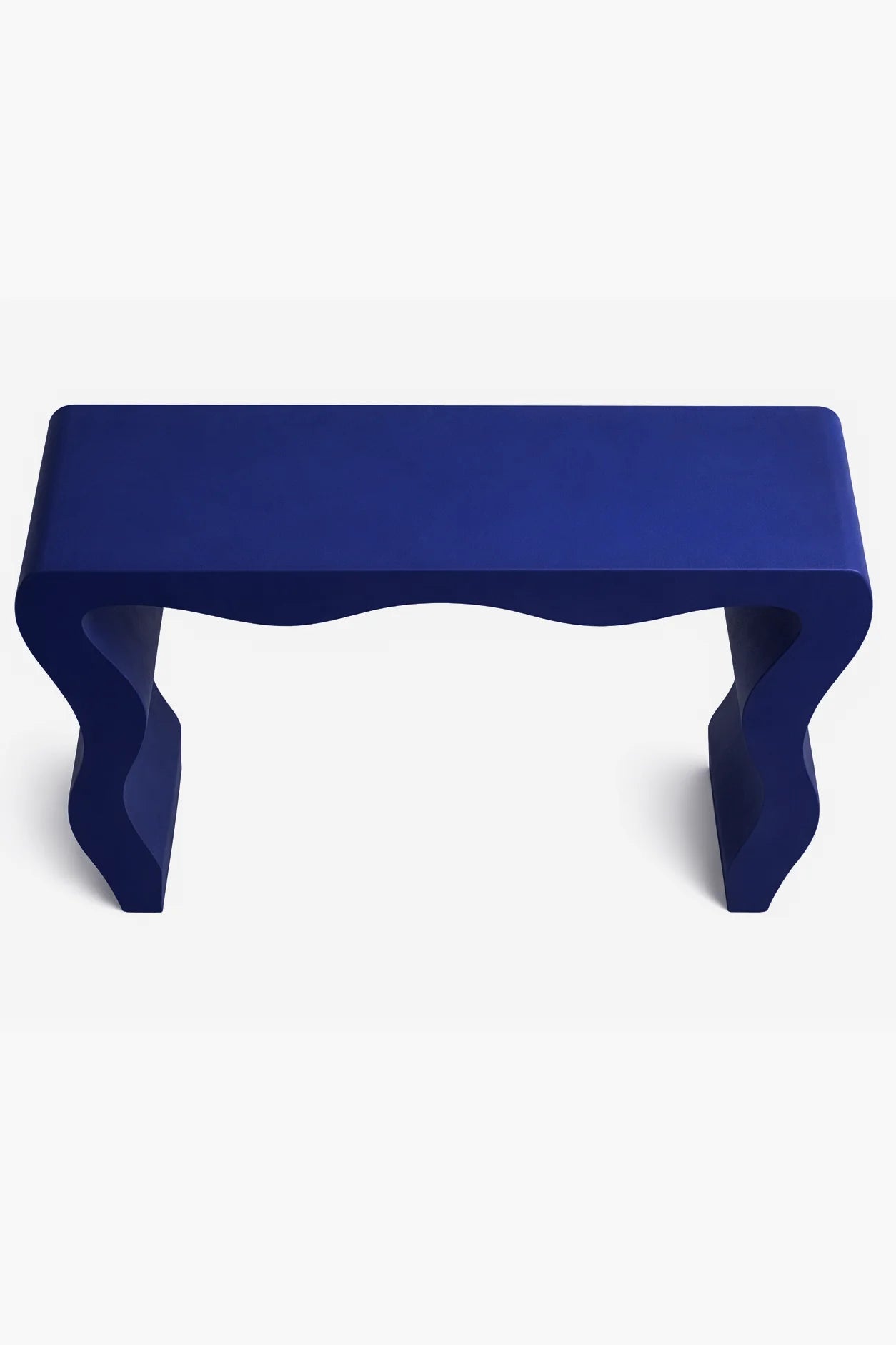 Elegant Blue Wavy Legs Microconcrete Console Table