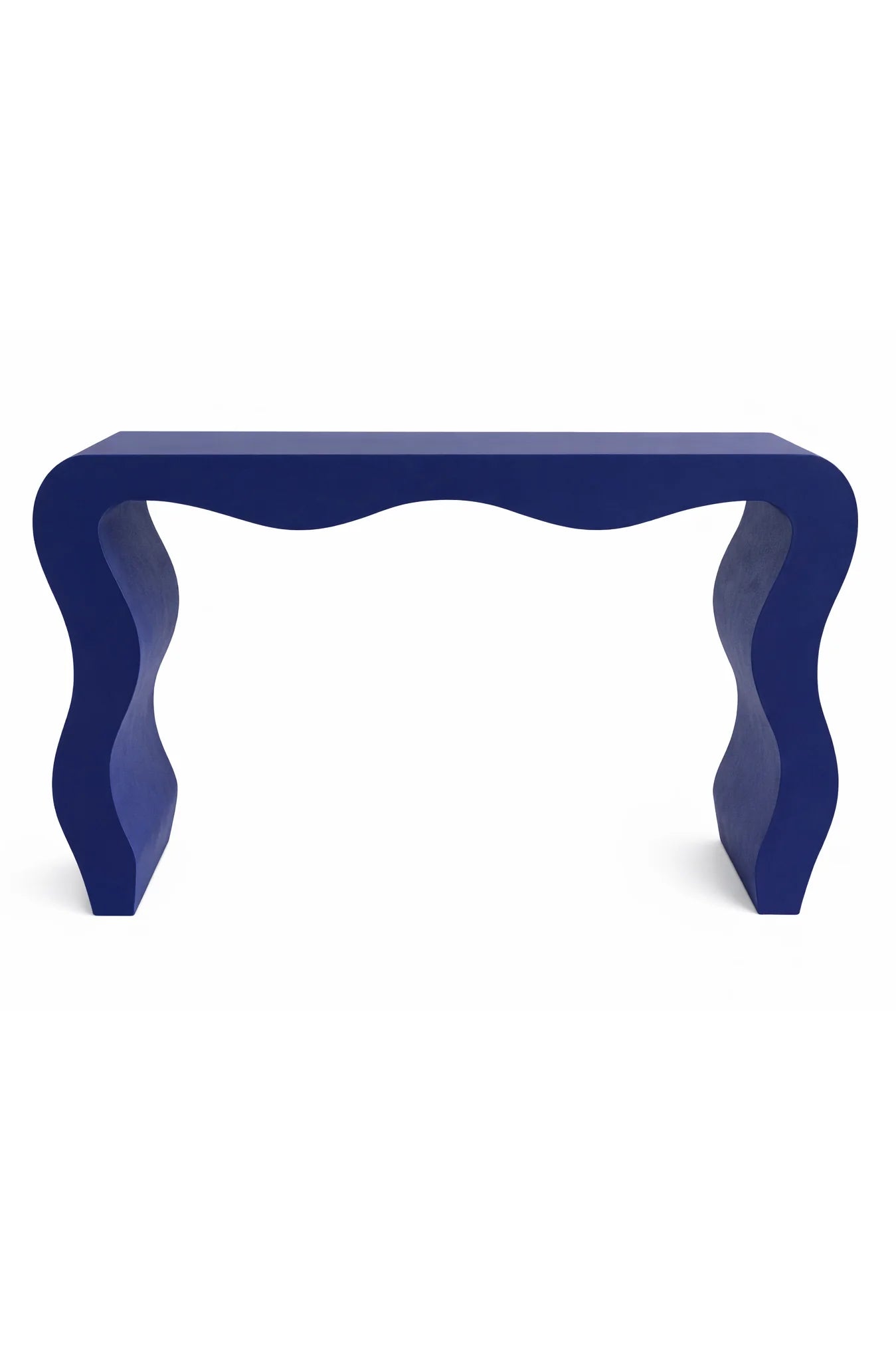 Elegant Blue Wavy Legs Microconcrete Console Table