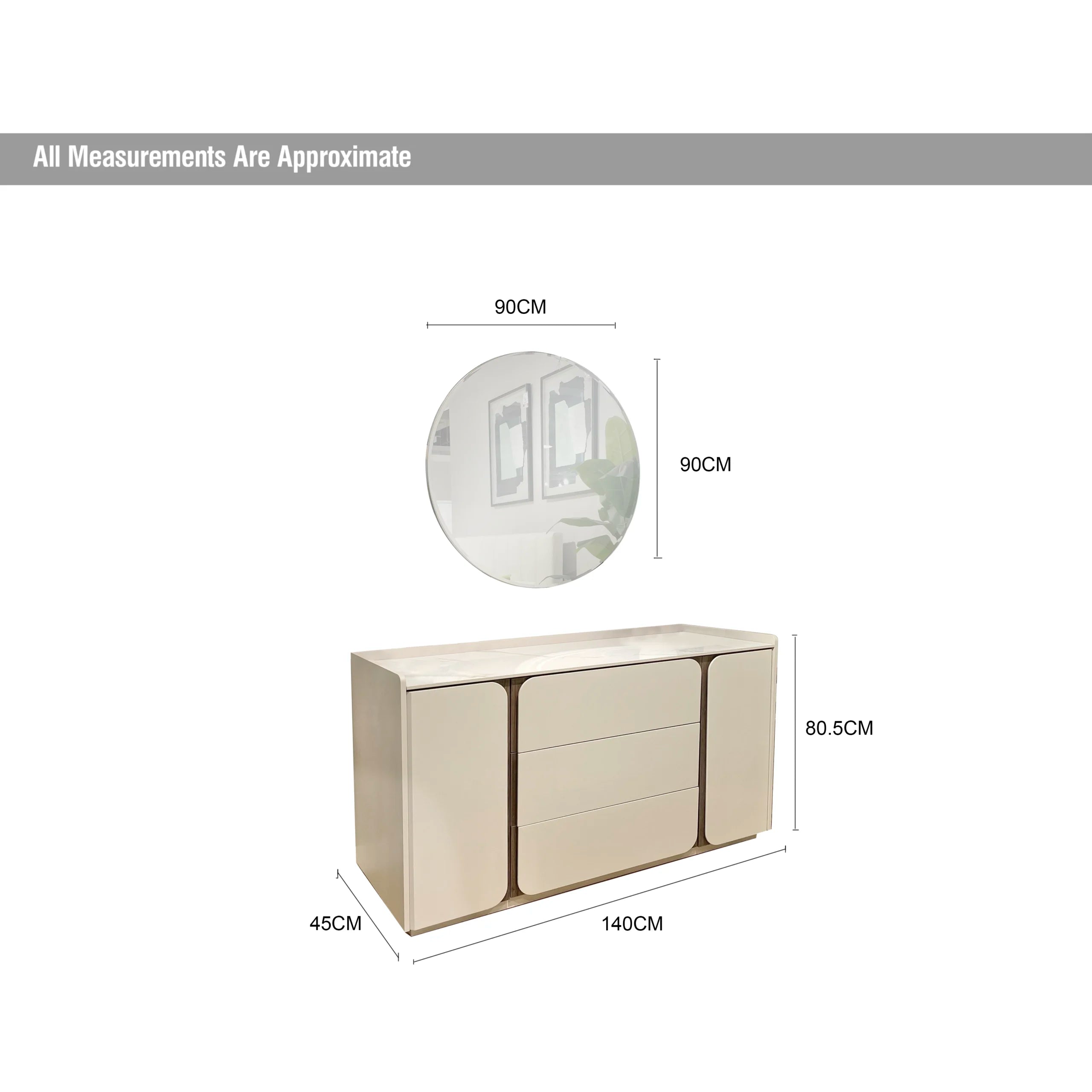 Stylish Mila Dresser with Round Mirror
