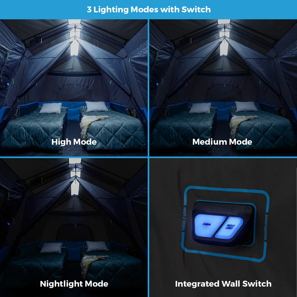 Core 9 Person Lighted Instant Cabin Tent – 14' x 9'