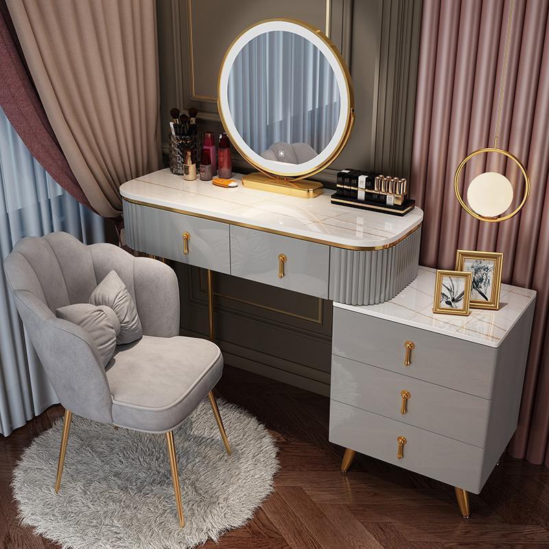 Luxury Solid Wood Vanity Dressing Table with Storage Cabinet | Modern Makeup Table with Drawers & Organizer for Bedroom