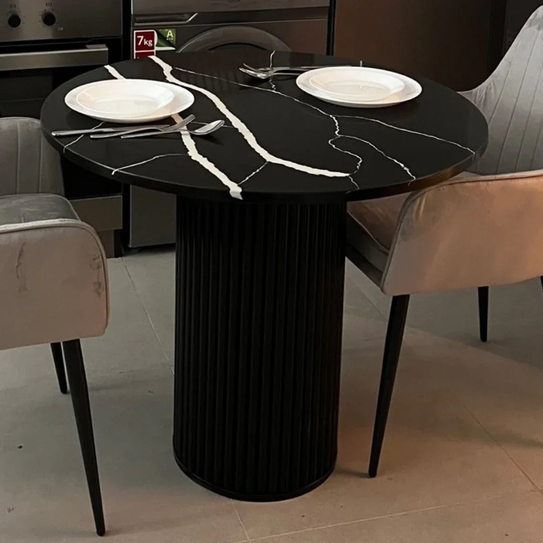 Luxe Round Dining Table with Marble Top