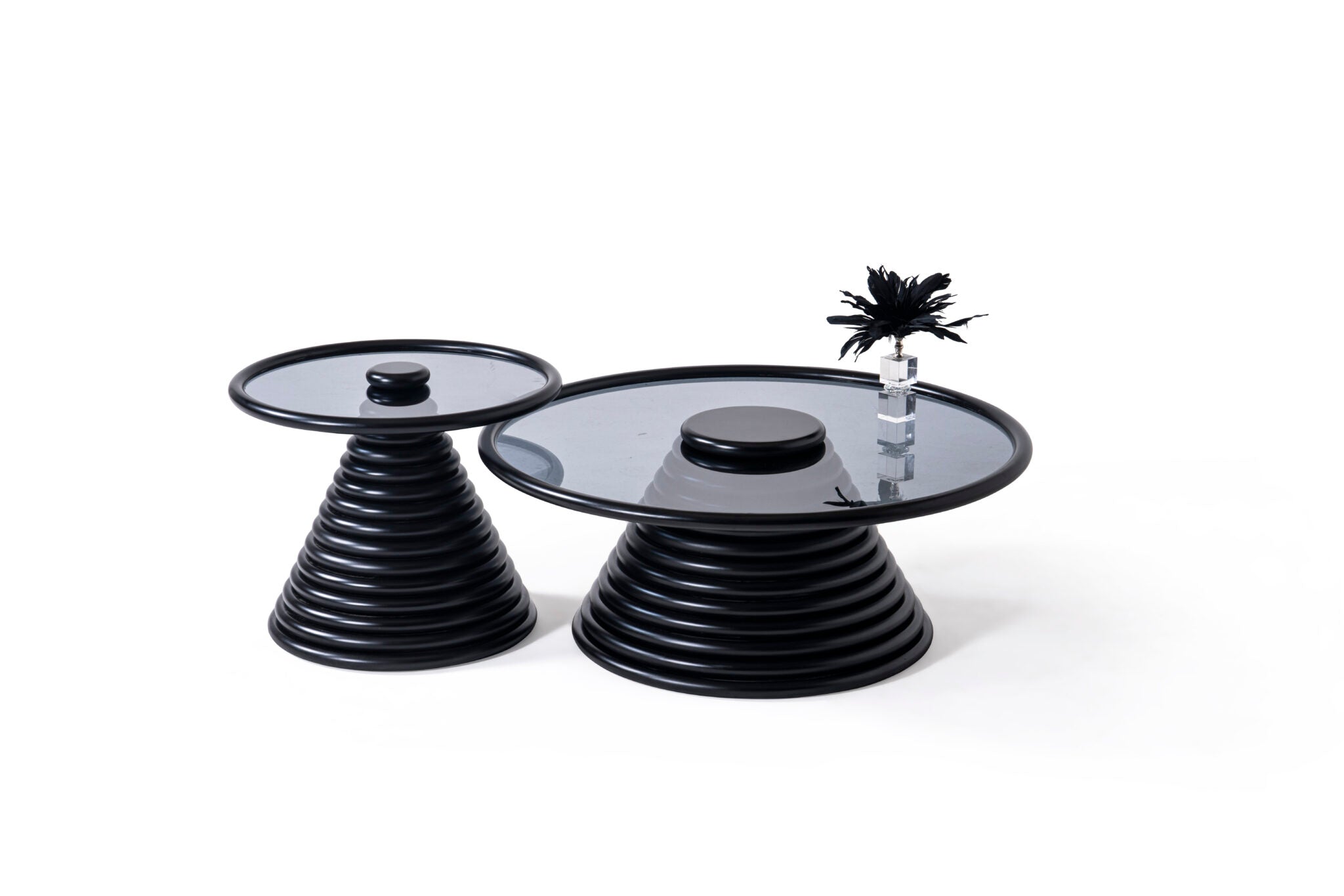 Cream Coffee Table Set – Tempered Glass & Painted Wood