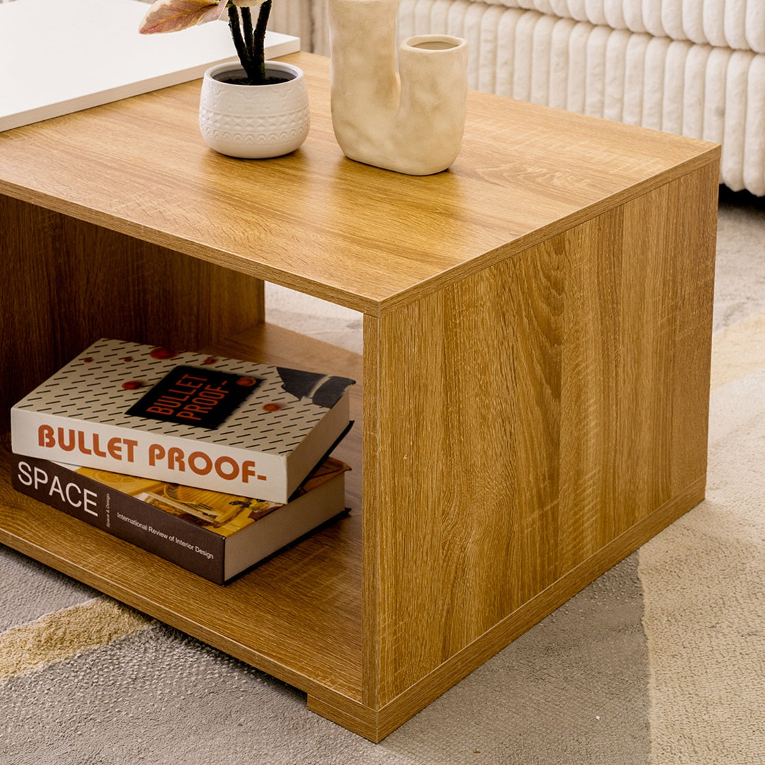 Modern Oak & White Coffee Table