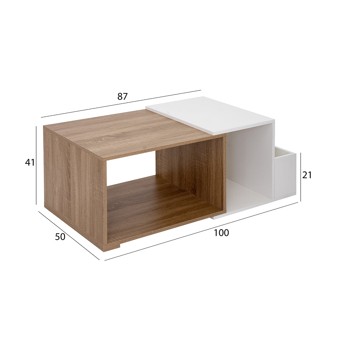 Modern Oak & White Coffee Table
