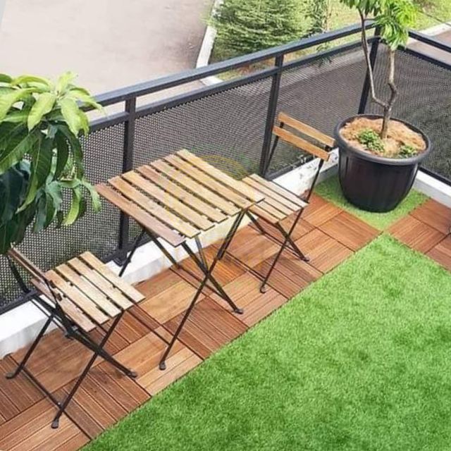 Kanhome Modern Outdoor Steel Wood Bistro Table Coffee Table From Vietnam for Dining Kitchen & Apartment Garden Metal Table