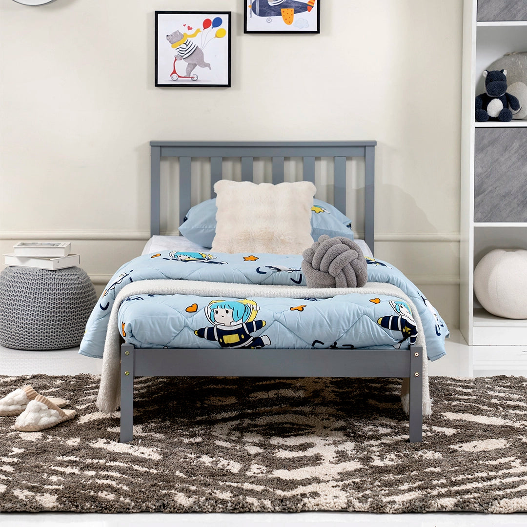 Kids Single Bed, Urban Style Painted Pinewood Bed