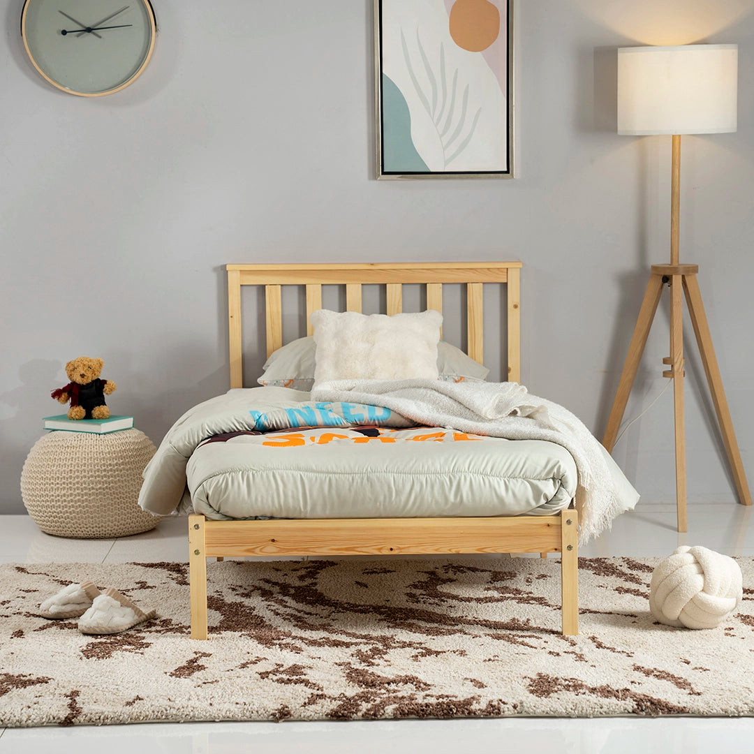 Kids Single Bed, Urban Style Painted Pinewood Bed