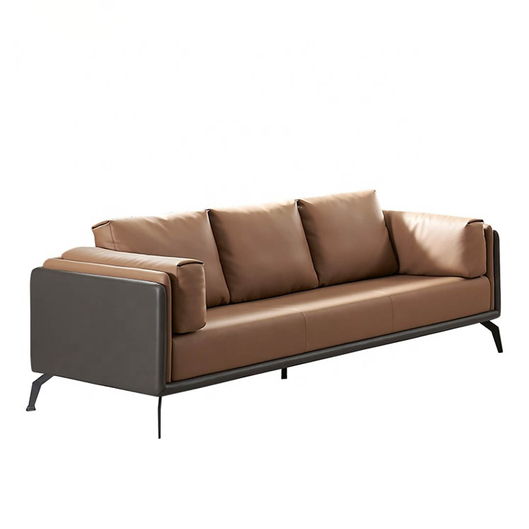 Elegant PU Leather Office Sofa Cushioned With Metal Legs - Brown-GCC Home Center